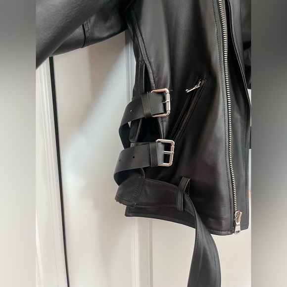 MONSE Cutout Belted Leather Biker Jacket in Black Medium - Picture 11 of 14